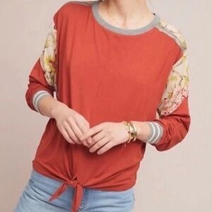 Anthropologie TINY Mixed Media Floral Top Knot Bottom Size L